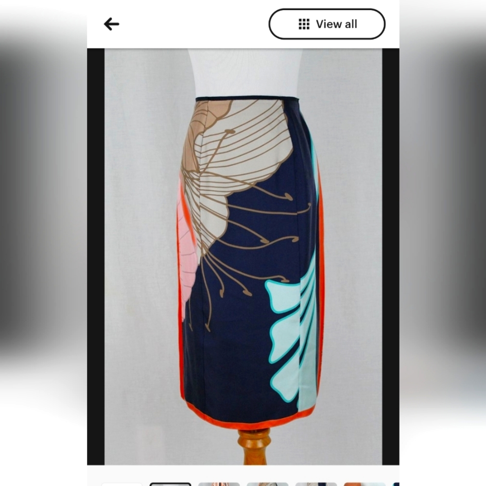 Vintage Nina Ricci Silk Twill Foulard Print Skirt Made in France 36 S 4 XS